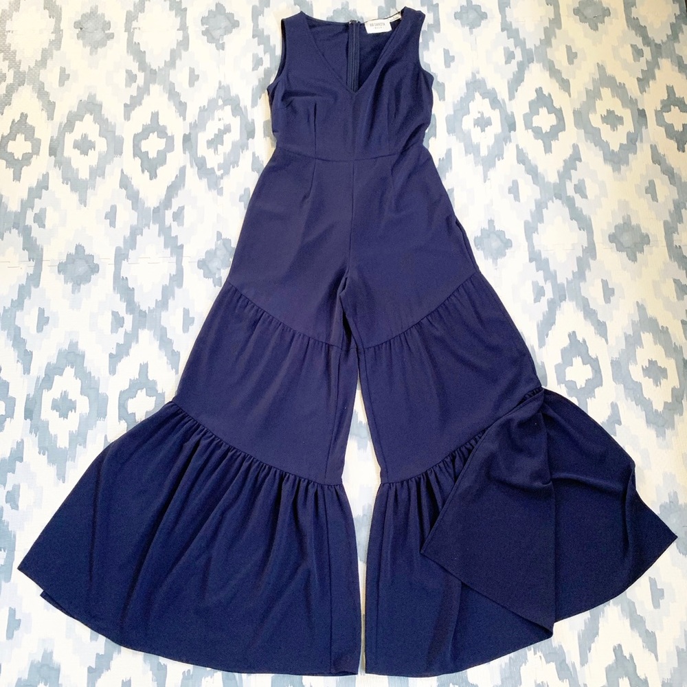 NWT BB Dakota RSVP Navy Blue Tiered Leg Jumpsuit - Picture 4 of 7